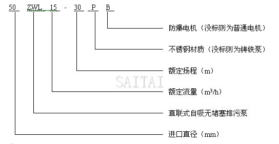 ZWL型直联式自吸无堵塞排污泵型号说明