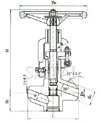  J61Y/J61YP54(夹箍式)电站用对焊契式截止阀结构图