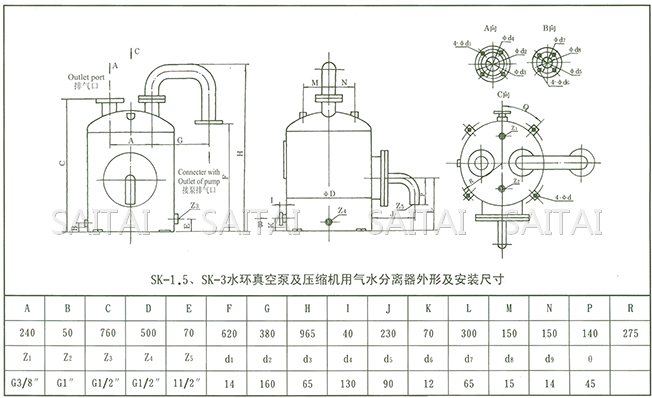 SK真空泵外形及安装尺寸图2