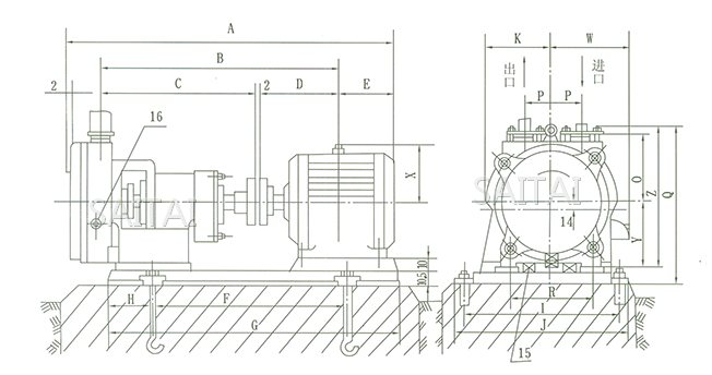 SZB型水环悬臂式真空泵安装图