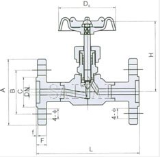货号 EN4-11 J43W/H法兰针型阀结构图
