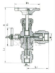 J29H-1.6/32P型角式压力表针型阀结构图